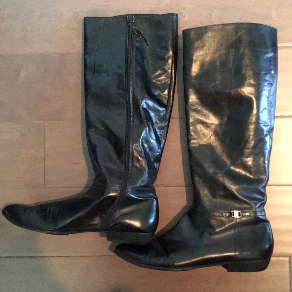 FERRAGAMO LEATHER Black  Women's Boots -Size 9.5 Narrow